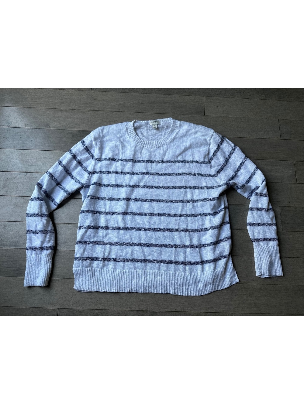 J.Crew Women's Large White and Black Striped Pullover Sweater Fall Autumn Large